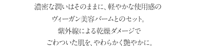 プレミアム高機能化粧水とのW使いで、乾燥の進んだエイジング肌も潤いを長時間キープ。ハリと艶のある肌へ。