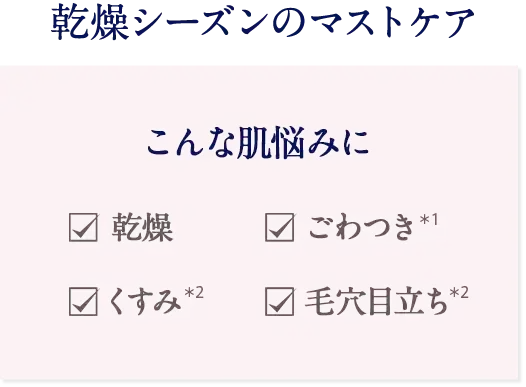 紫外線シーズンのマストケア こんな肌悩みに 乾燥 ごわつき くすみ 毛穴目立ち