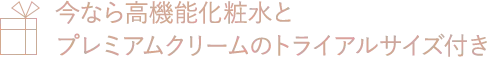 今なら高機能化粧水とプレミアムクリームのトライアルサイズ付き