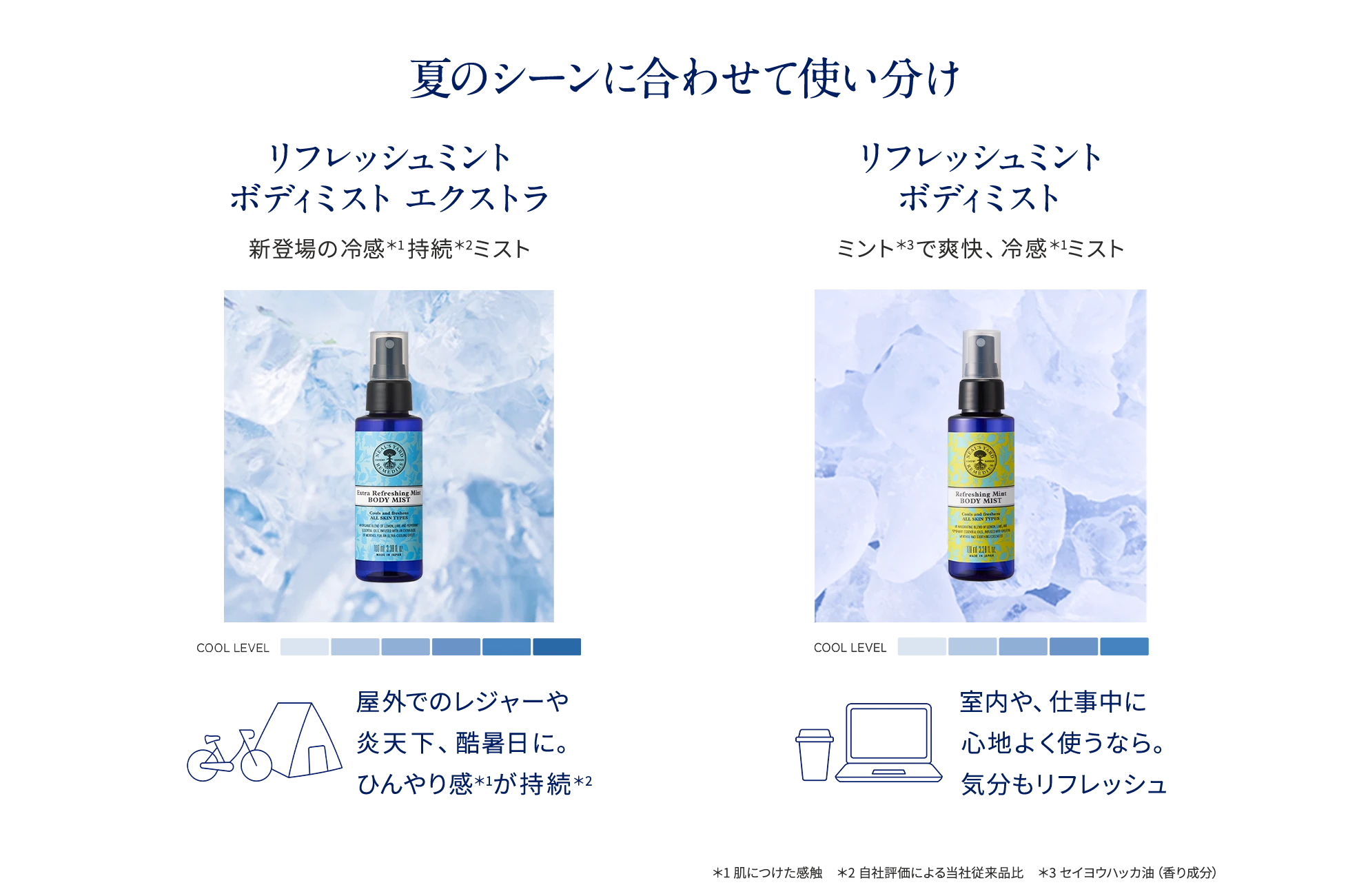 夏のシーンに合わせて使い分け